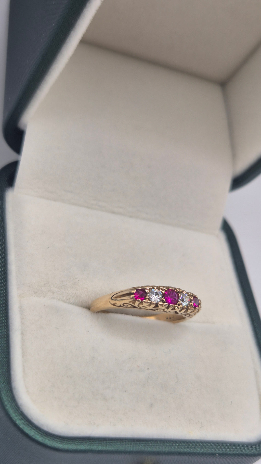 9ct gold ruby and cz ring