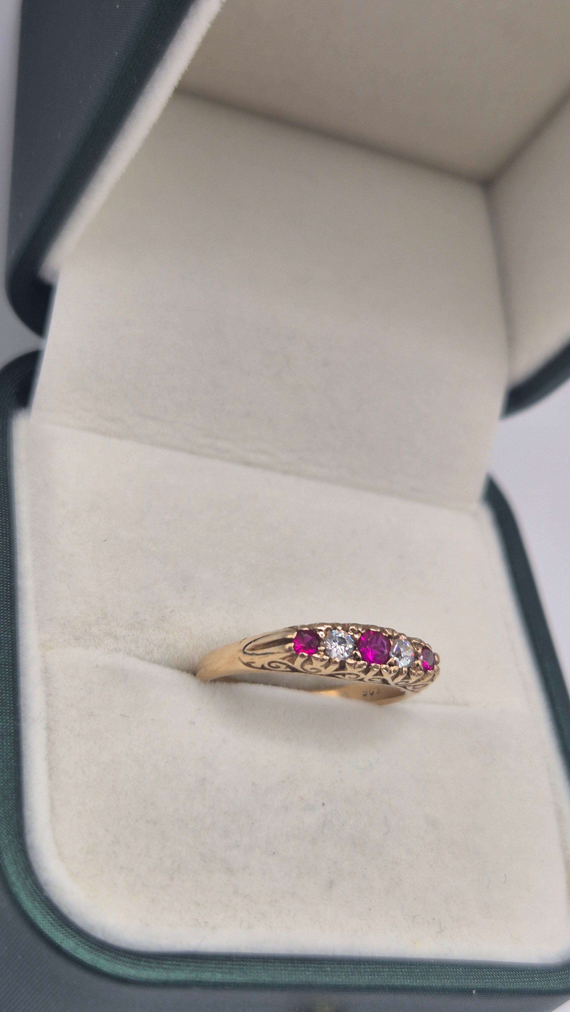 9ct gold ruby and cz ring