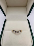 9ct gold sapphire and cz wishbone ring