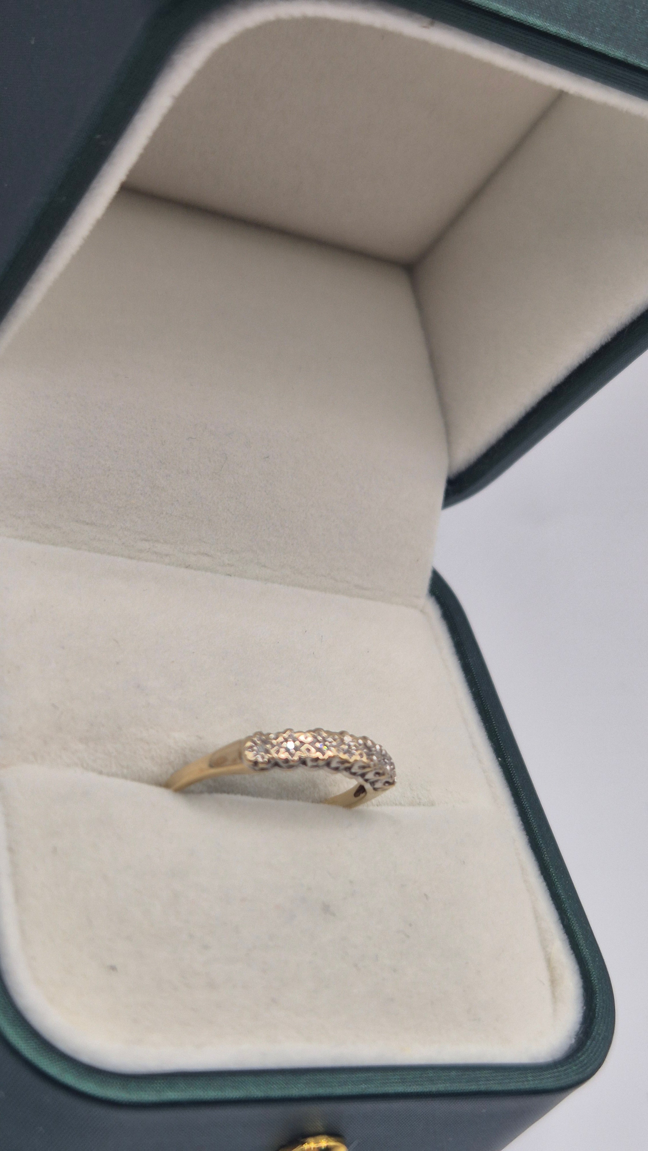 9ct gold diamond half eternity star ring