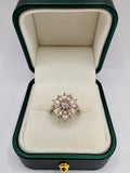 9ct gold morganite and diamond cluster ring