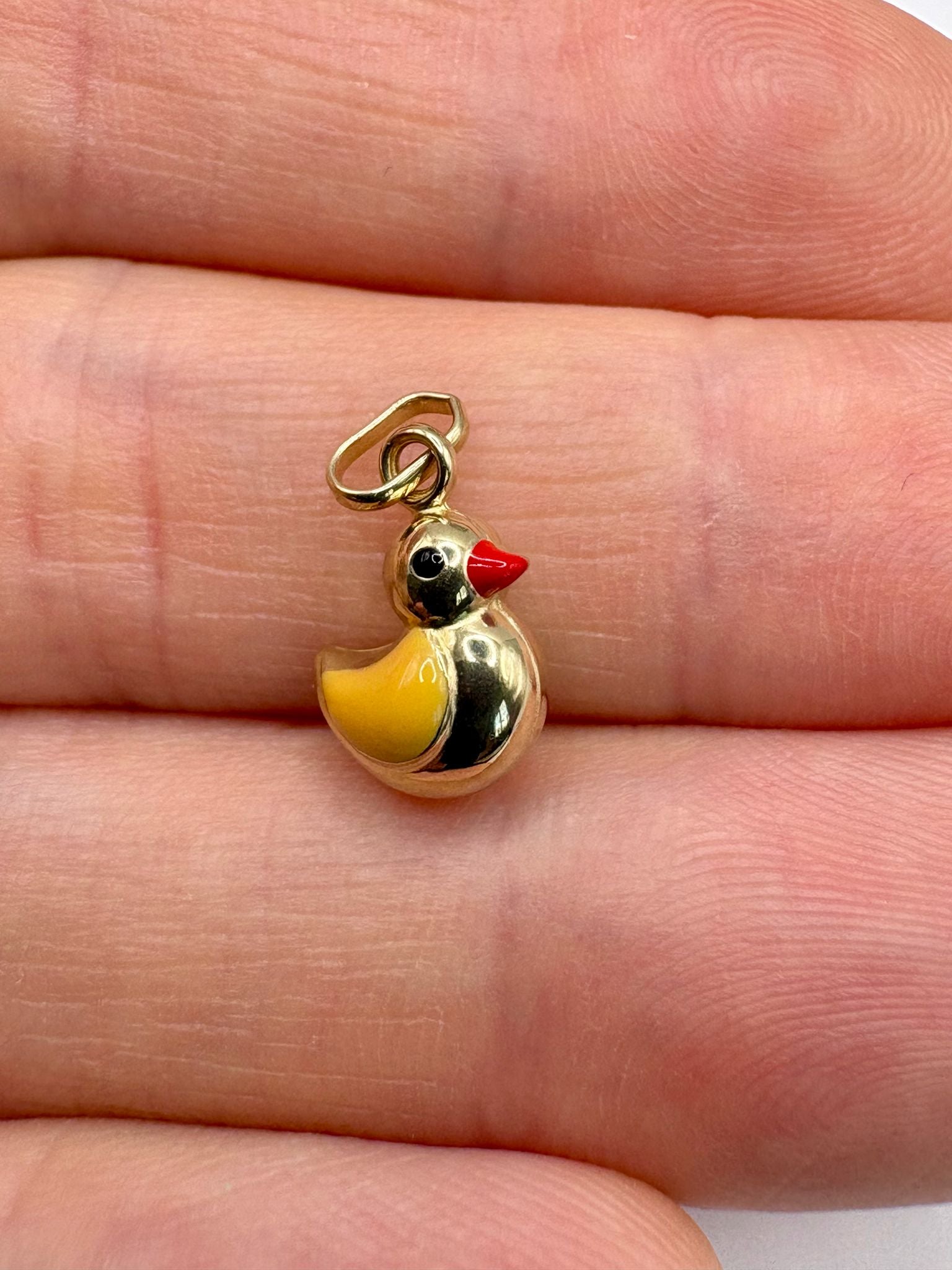 9ct gold enameled duck charm