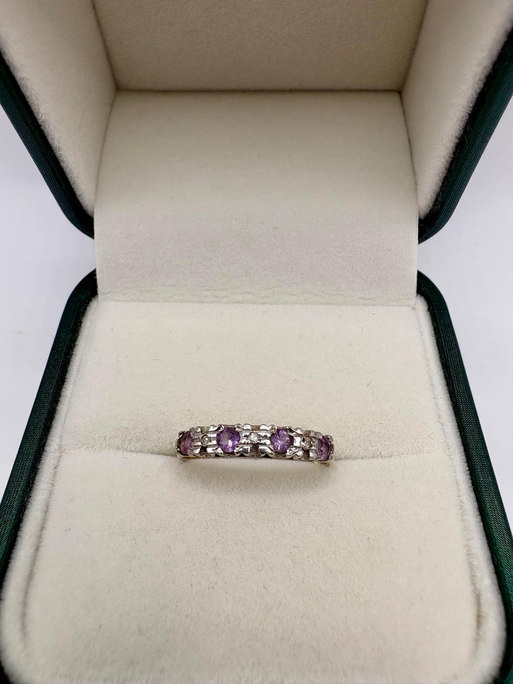 9ct gold amethyst and diamond ring