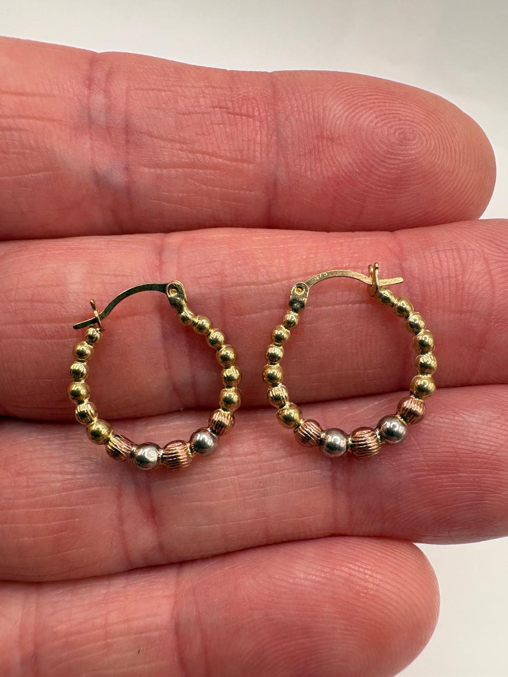 9ct tri gold creole earrings