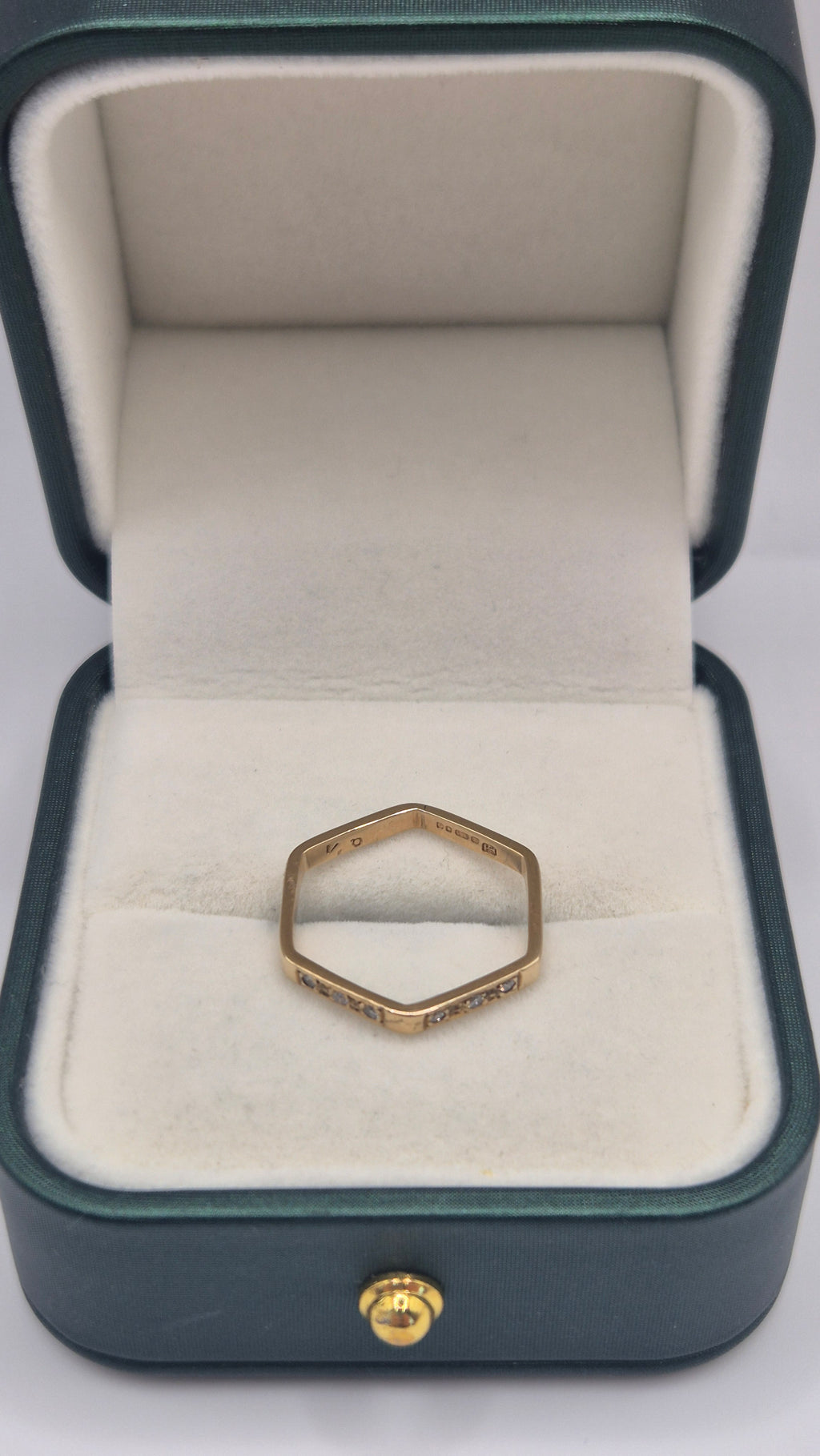 9ct gold diamond hexagonal ring