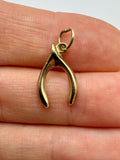 9ct gold wishbone charm