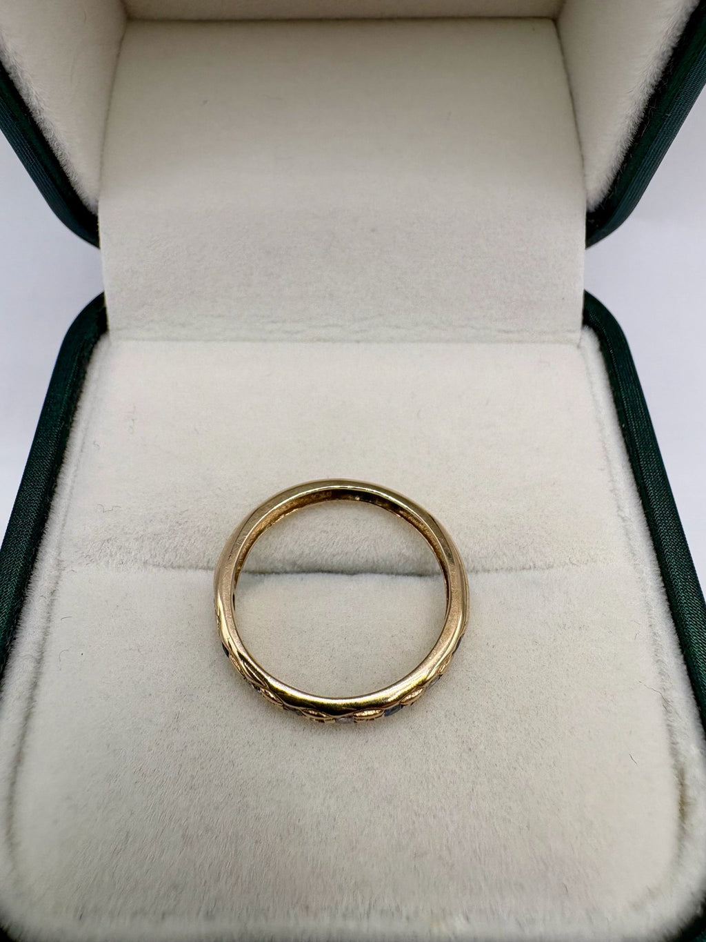 9ct gold sapphire and diamond half eternity ring