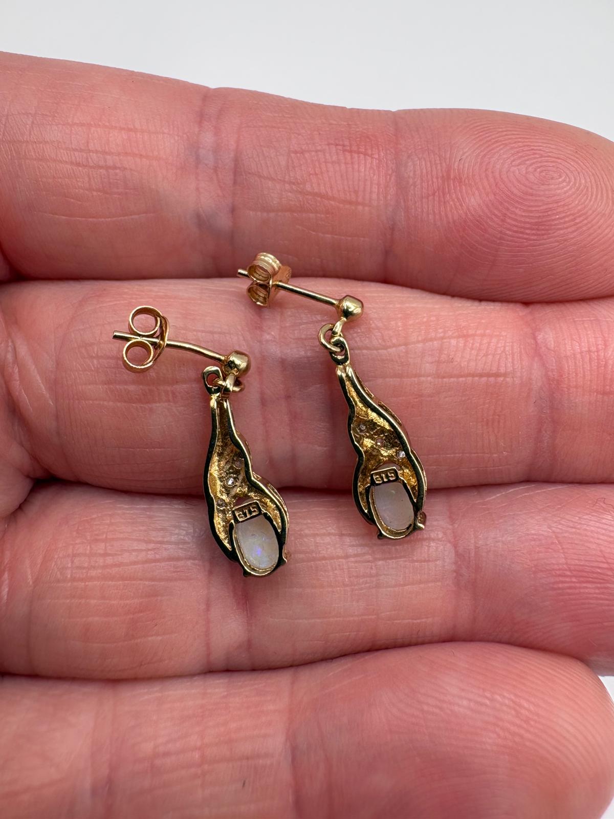 9ct gold opal and diamond earrings