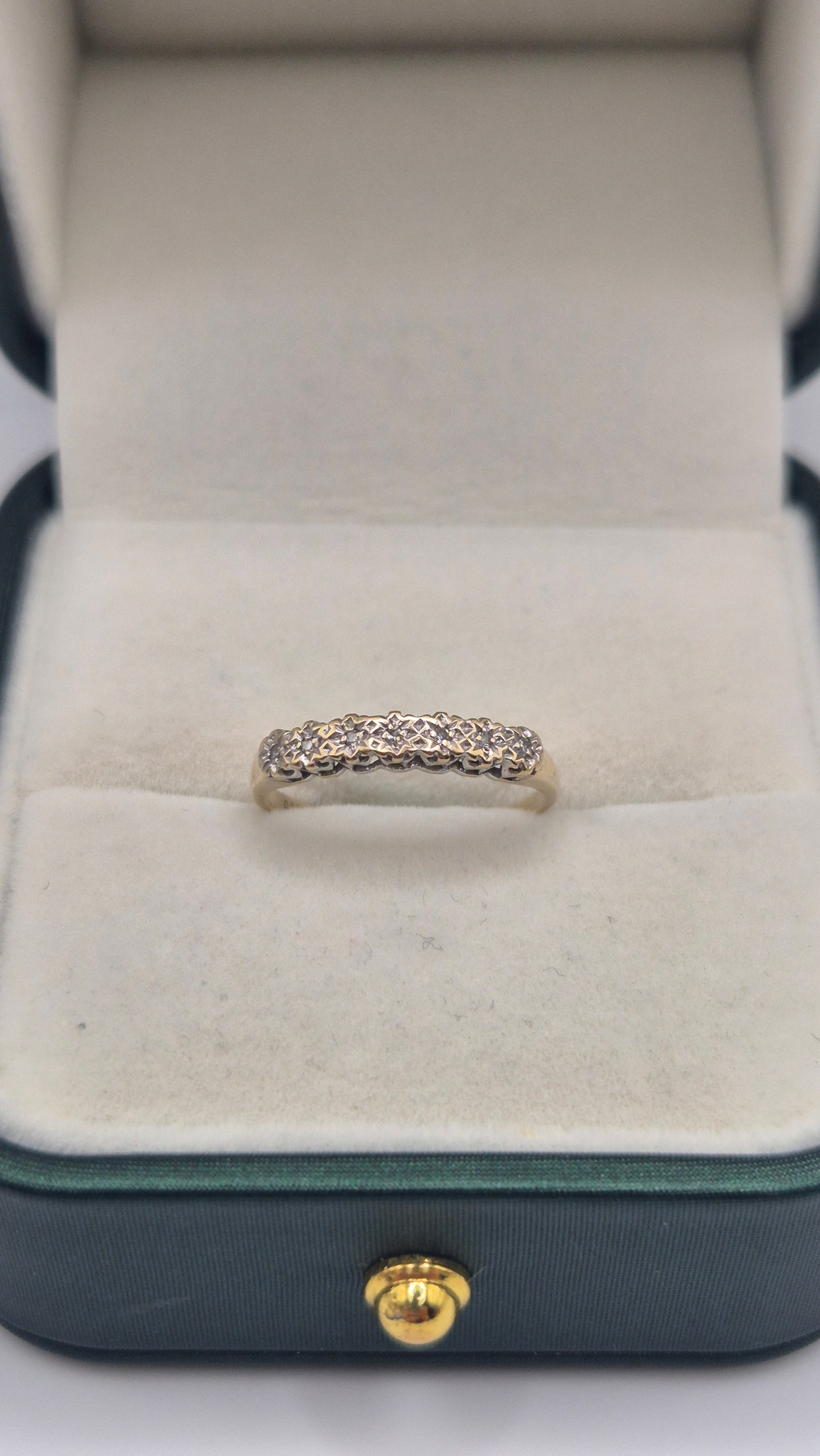 9ct gold diamond half eternity star ring